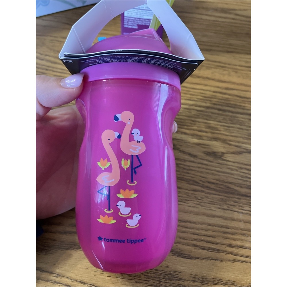 Tommee Tippee 9 fl oz Leak‎ Shake Proof Instulated Sporty Straw Spout Sippy Pink